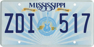 MS license plate ZDI517