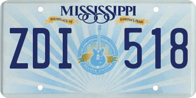 MS license plate ZDI518