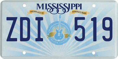 MS license plate ZDI519
