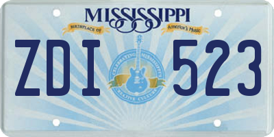 MS license plate ZDI523