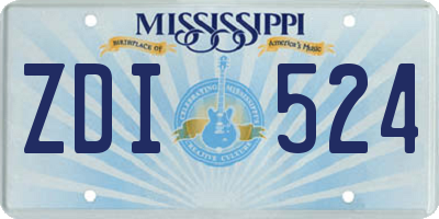 MS license plate ZDI524