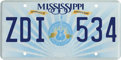 MS license plate ZDI534