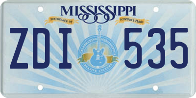 MS license plate ZDI535