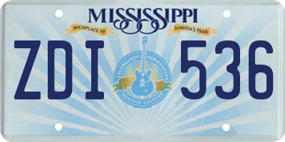 MS license plate ZDI536