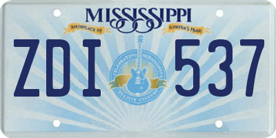 MS license plate ZDI537