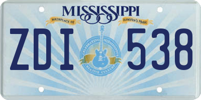 MS license plate ZDI538