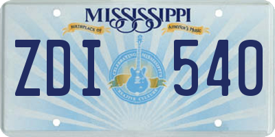 MS license plate ZDI540