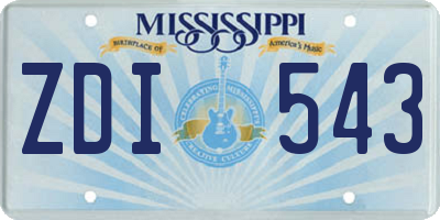 MS license plate ZDI543