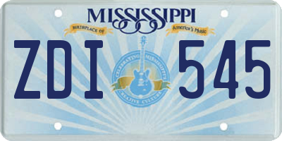 MS license plate ZDI545