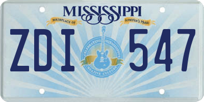 MS license plate ZDI547