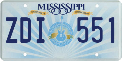 MS license plate ZDI551