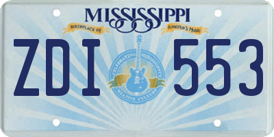 MS license plate ZDI553