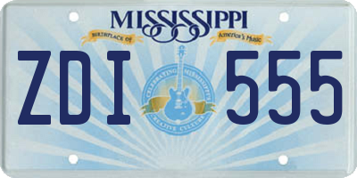 MS license plate ZDI555