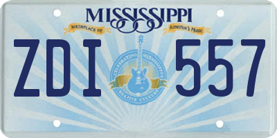 MS license plate ZDI557