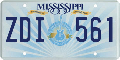 MS license plate ZDI561