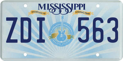 MS license plate ZDI563