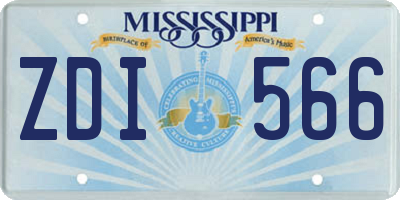 MS license plate ZDI566