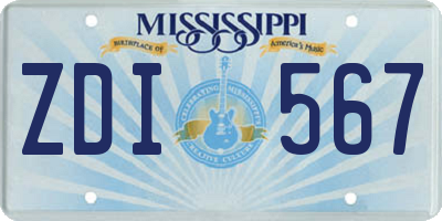 MS license plate ZDI567