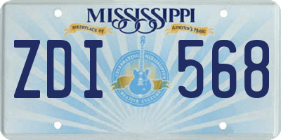 MS license plate ZDI568