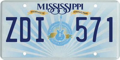 MS license plate ZDI571
