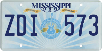 MS license plate ZDI573