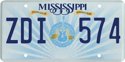 MS license plate ZDI574