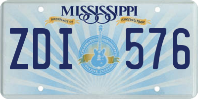 MS license plate ZDI576