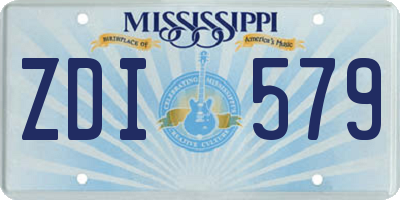 MS license plate ZDI579