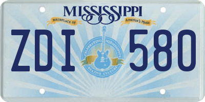 MS license plate ZDI580