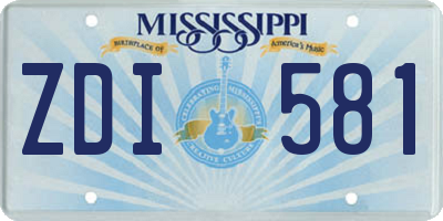 MS license plate ZDI581