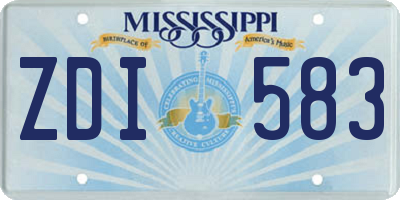 MS license plate ZDI583