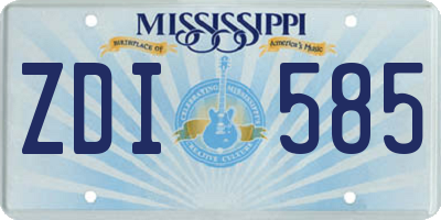 MS license plate ZDI585