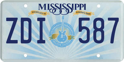 MS license plate ZDI587