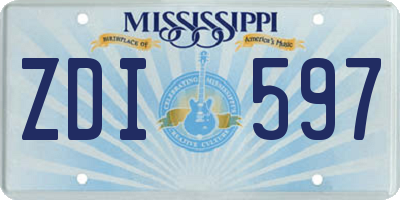 MS license plate ZDI597