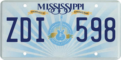 MS license plate ZDI598