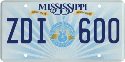 MS license plate ZDI600