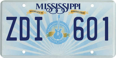 MS license plate ZDI601