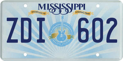 MS license plate ZDI602
