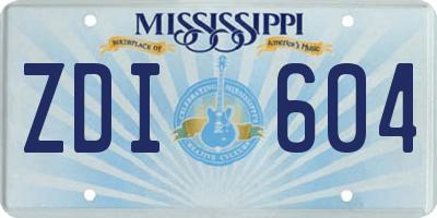 MS license plate ZDI604