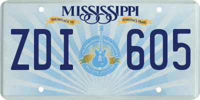 MS license plate ZDI605