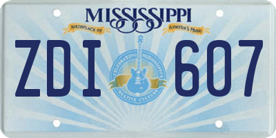 MS license plate ZDI607
