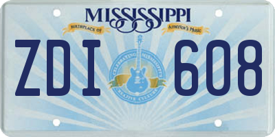 MS license plate ZDI608