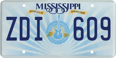 MS license plate ZDI609