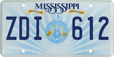MS license plate ZDI612