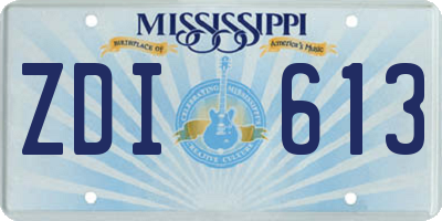 MS license plate ZDI613