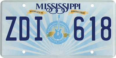 MS license plate ZDI618