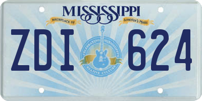 MS license plate ZDI624