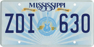 MS license plate ZDI630