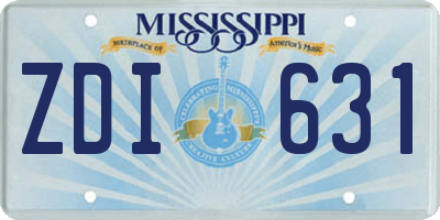 MS license plate ZDI631