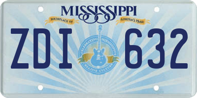 MS license plate ZDI632